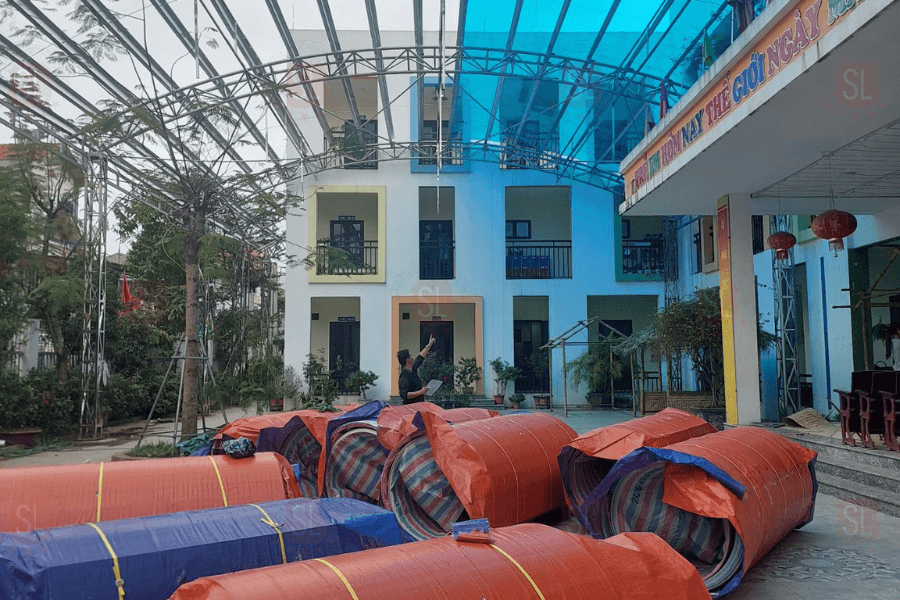 Dự án tấm poly đặc cho trường mầm non Tô Quyền tại Hưng Yên 1